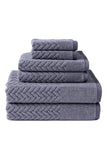 Texere 100% Organic Cotton Cable Knit Jacquard 6 Towel Set Color Excalibur