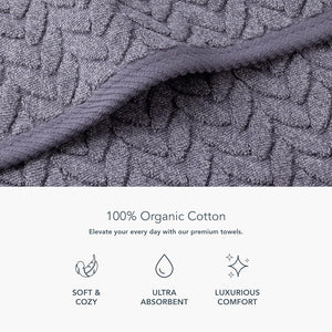 Texere 100% Organic Cotton Cable Knit Jacquard 6 Towel Set Color Excalibur