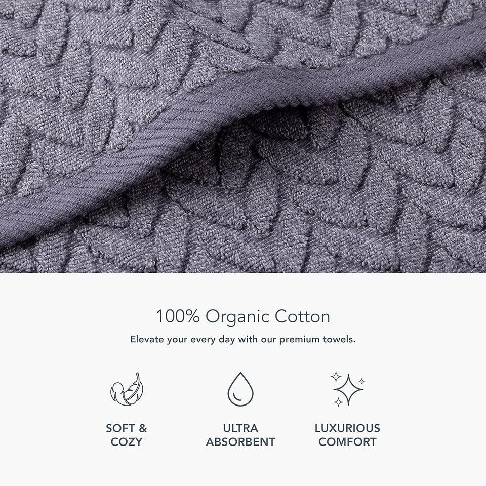 Texere 100% Organic Cotton Cable Knit Jacquard 6 Towel Set Color Excalibur