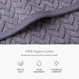 Texere 100% Organic Cotton Cable Knit Jacquard 6 Towel Set Color Excalibur