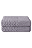 Texere 100% Organic Cotton Cable Knit Jacquard 2 Towel Set Color Granite Gray