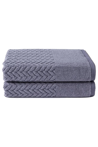Texere 100% Organic Cotton Cable Knit Jacquard 2 Towel Set Color Excalibur
