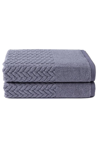 Texere 100% Organic Cotton Cable Knit Jacquard 2 Towel Set Color Excalibur