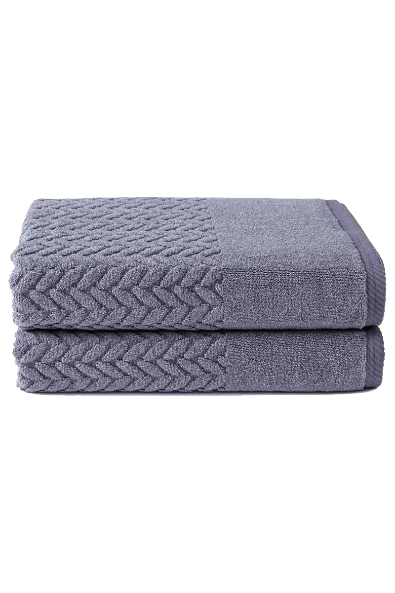 Texere 100% Organic Cotton Cable Knit Jacquard 2 Towel Set Color Excalibur