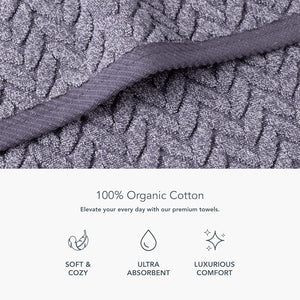 Texere 100% Organic Cotton Cable Knit Jacquard 2 Towel Set Color Excalibur