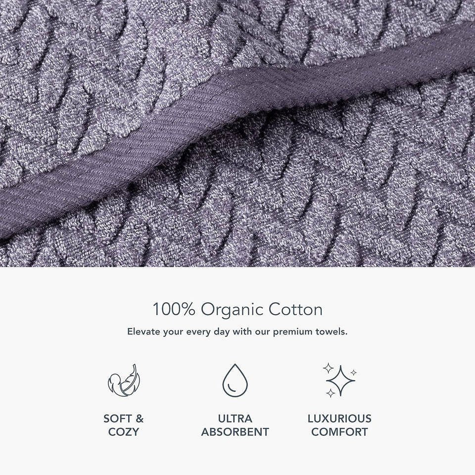 Texere 100% Organic Cotton Cable Knit Jacquard 2 Towel Set Color Excalibur