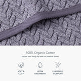 Texere 100% Organic Cotton Cable Knit Jacquard 2 Towel Set Color Excalibur