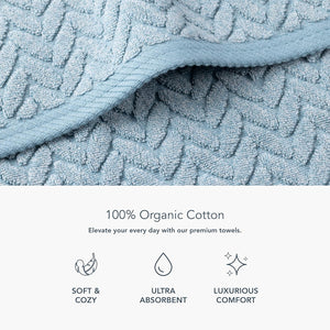 Texere 100% Organic Cotton Cable Knit Jacquard 6 Towel Set Color Smoke Blue