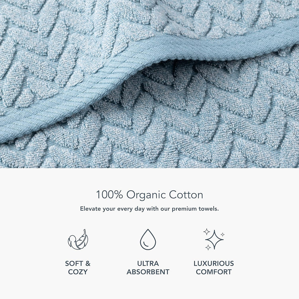 Texere 100% Organic Cotton Cable Knit Jacquard 6 Towel Set Color Smoke Blue