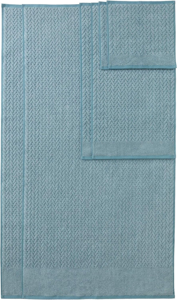 Texere 100% Organic Cotton Cable Knit Jacquard 6 Towel Set Color Smoke Blue