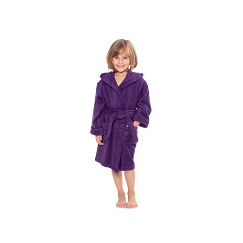 Premium Kid's Hooded Terry Cloth Bathrobe - Colour: Violet Tulip