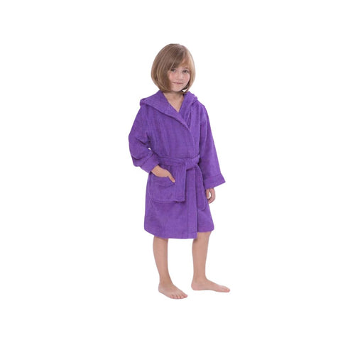 Premium Kid's Hooded Terry Cloth Bathrobe - Colour : Purple