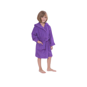 Premium Kid's Hooded Terry Cloth Bathrobe - Colour : Purple