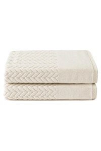 Texere 100% Organic Cotton Cable Knit Jacquard 6 Towel Set Color Brich